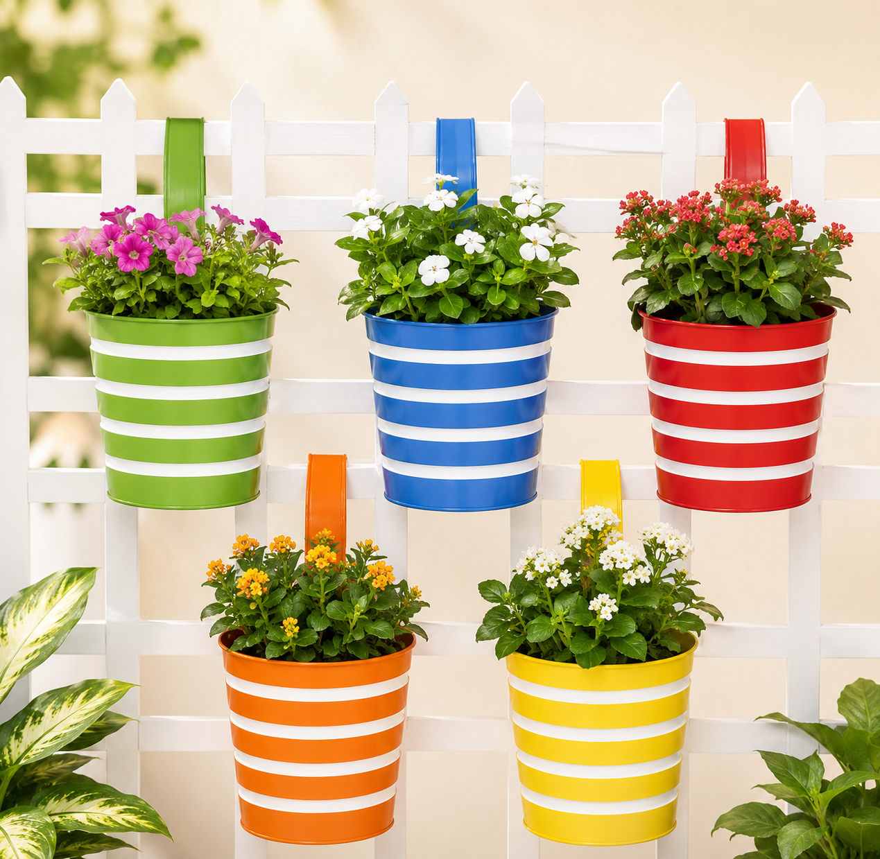 5 Pcs Metal Hanging Planter Set