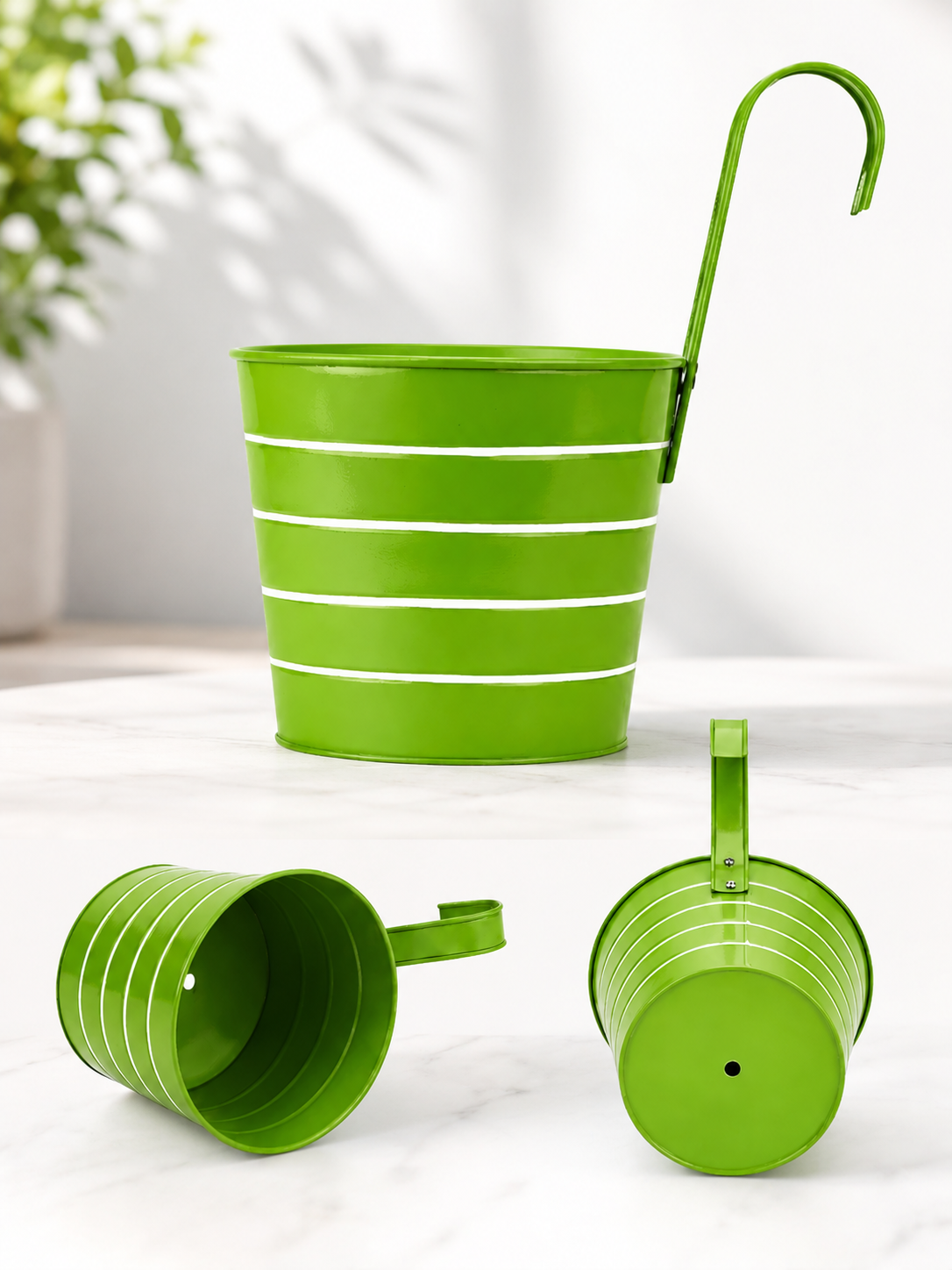 5-Piece Metal Hanging Planter Set- Multicolour - Image 3