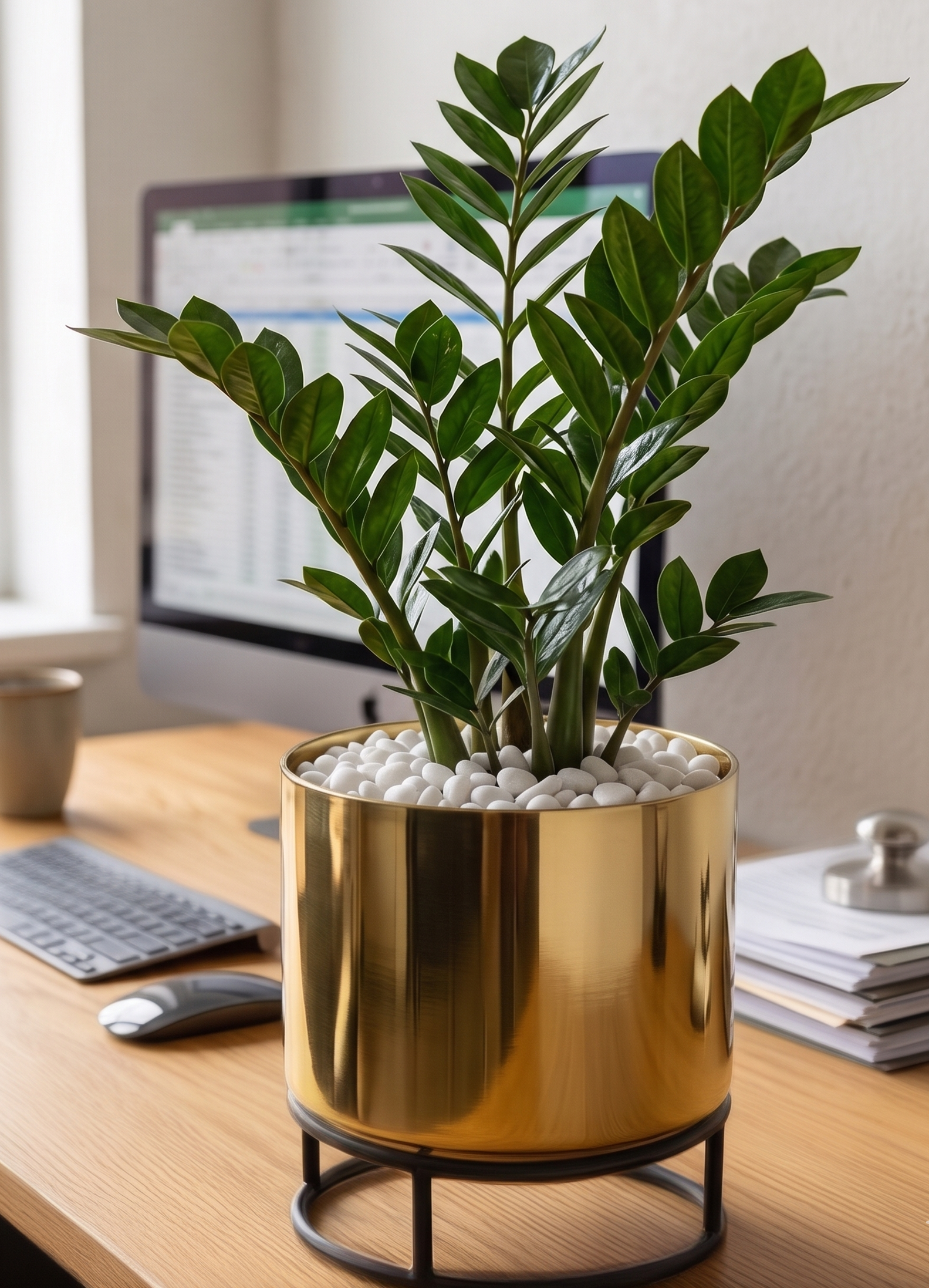 Regal Golden Metal Planter with Stand - Image 2