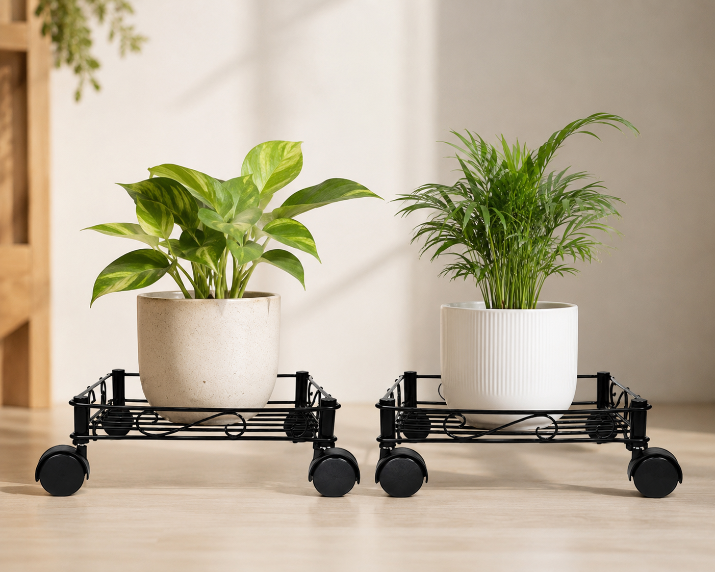 Heavy Duty Metal Plant Stands with Wheels- Set of 2 - Image 2