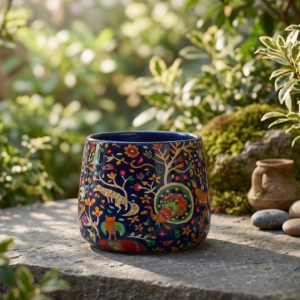 Midnight Meena Art Metal Planter
