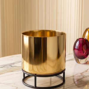 Regal Golden Metal Planter with Stand