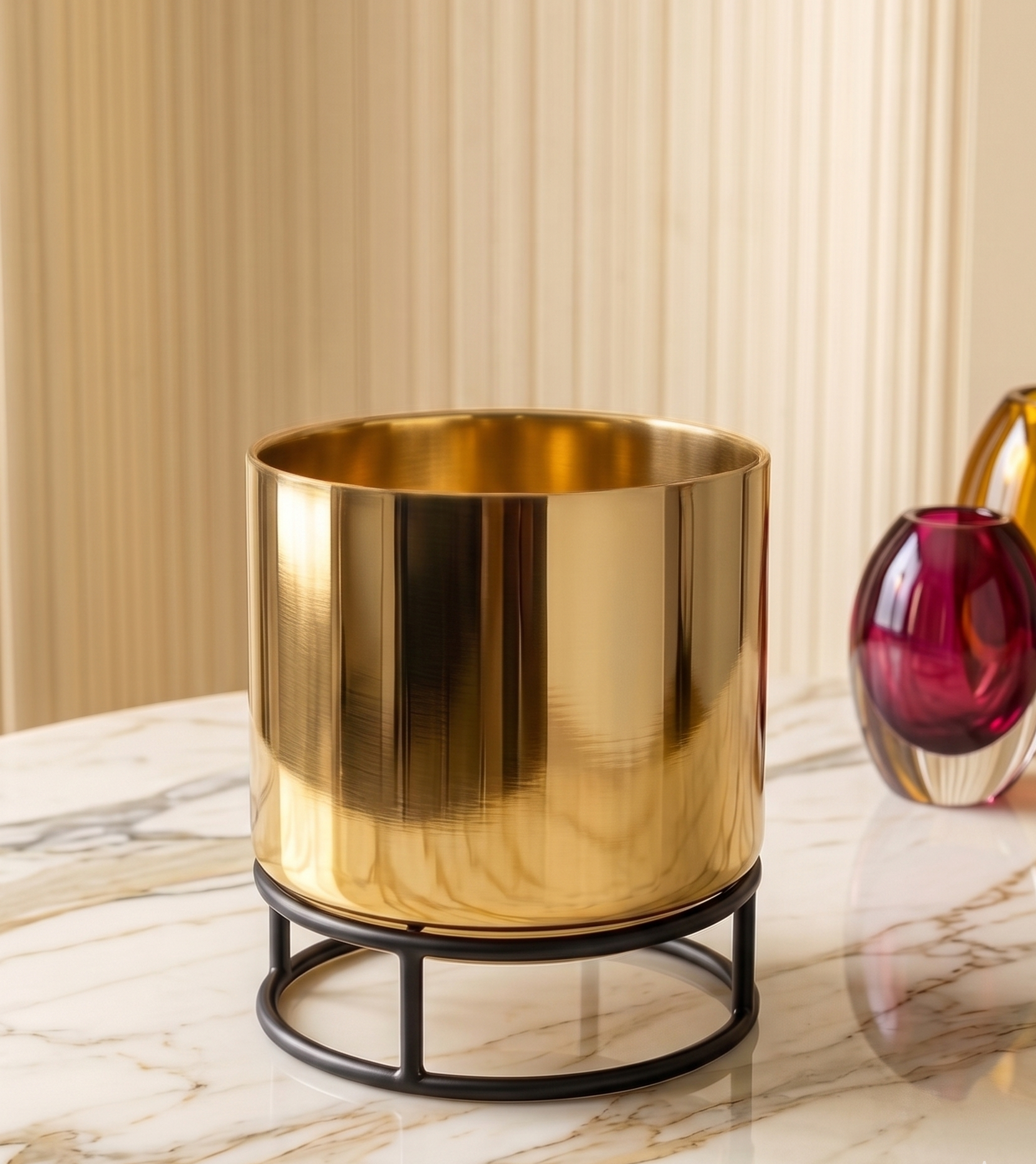 Regal Golden Metal Planter with Stand